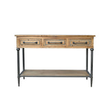 Accent Storage Console Table With Open Shelf And 3 Drawers For Living Room - Natural Wood / Brown