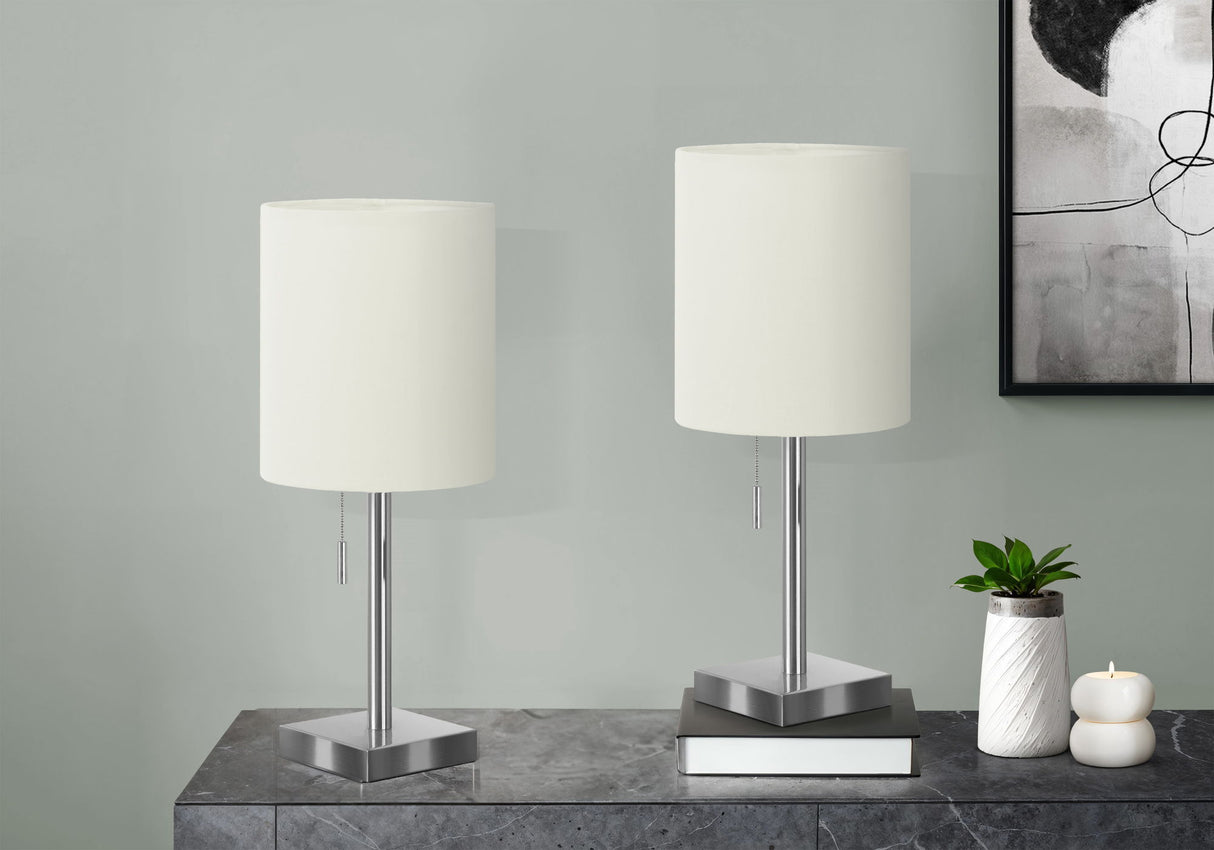 Lighting, Table Lamp, USB Port Included, Nickel, Contemporary (Set of 2)