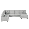 Upholstered U-Shaped Sectional Sofa With Movable Ottoman And Side Storage Pockets