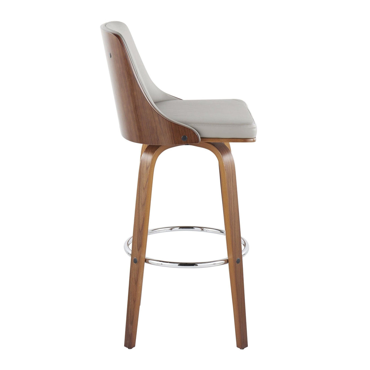 Gianna - 30" Fixed-Height Barstool (Set of 2) - Walnut Wood With Round Footrest