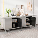 4 Door Cabinet With Adjustable Shelves, Large Storage For Living Room - Champagne