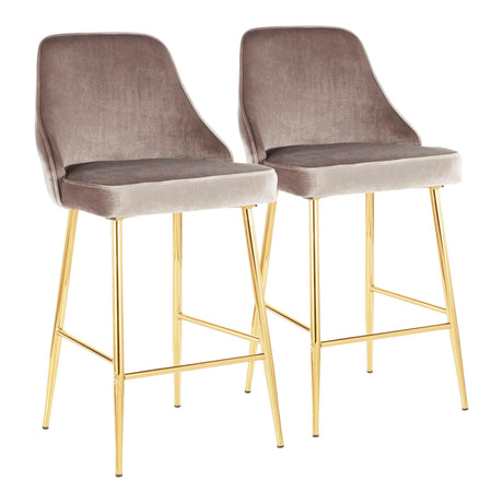 Marcel - Counter Stool With Gold Metal Frame (Set of 2)