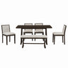 Dining Set With Rectangular Table, 4 Upholstered Chairs & 1 Padded Bench