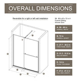 Glass Shower Door, Shower Sliding Door Walk In Shower Screen Dual Usage, 1 / 4" Thick Glass Panel With Stainless Steel Handle, Supporting Bar - Black