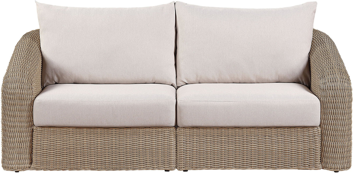 Seacrest - Olefin Water Resistant Fabric And Wicker 2 Piece Outdoor Patio Modular Loveseat