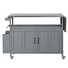 Foldable Outdoor Kitchen Island With Lockable Wheels, Storage Cabinet And Towel Rack For Patio
