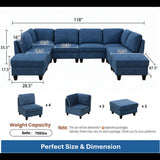 8 Piece Modular U - Shape Sectional Sofa