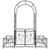Metal Garden Arch With Gate Wide High Climbing Plants Support Rose Arch Outdoor - Black