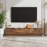 TV Stand, Entertainment Center & Fluted Door & Cable Management, Soft Closing Hinges - Walnut