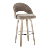 Renee - Upholstered Fixed-Height Barstool (Set of 2) - Whitewashed Wood