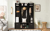 5 In 1 Entryway Bench With Coat Rack, 7 Sturdy Hooks, 2 Spacious Drawers And Adjustable Shelves