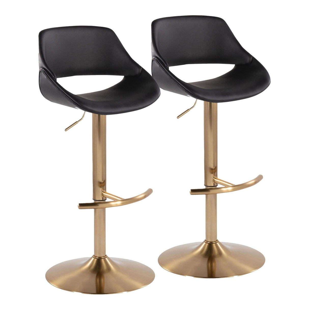 Fabrizzi - Adjustable Barstool With Swivel And Rounded T Footrest (Set of 2) - Gold Metal