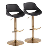 Fabrizzi - Adjustable Barstool With Swivel And Rounded T Footrest (Set of 2) - Gold Metal