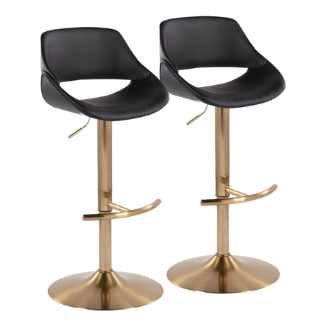 Fabrizzi - Adjustable Barstool With Swivel And Rounded T Footrest (Set of 2) - Gold Metal
