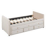 Upholstered Daybed With Trundle And Drawers