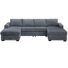 U-Shaped Sectional Set With Cushion Back Armless Chairs Right And Left Arm Chaise