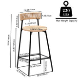 Boho Style Handwoven Paper Rope Counter Stools (Set of 2)