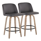 Toriano - 26" Fixed-Height Counter Stool (Set of 2) - Gray And Light Brown