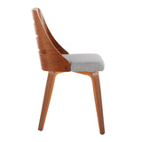 Trevi - Mid-Century Modern Dining / Accent Chair (Set of 2) - Walnut Wood With Gray Fabric