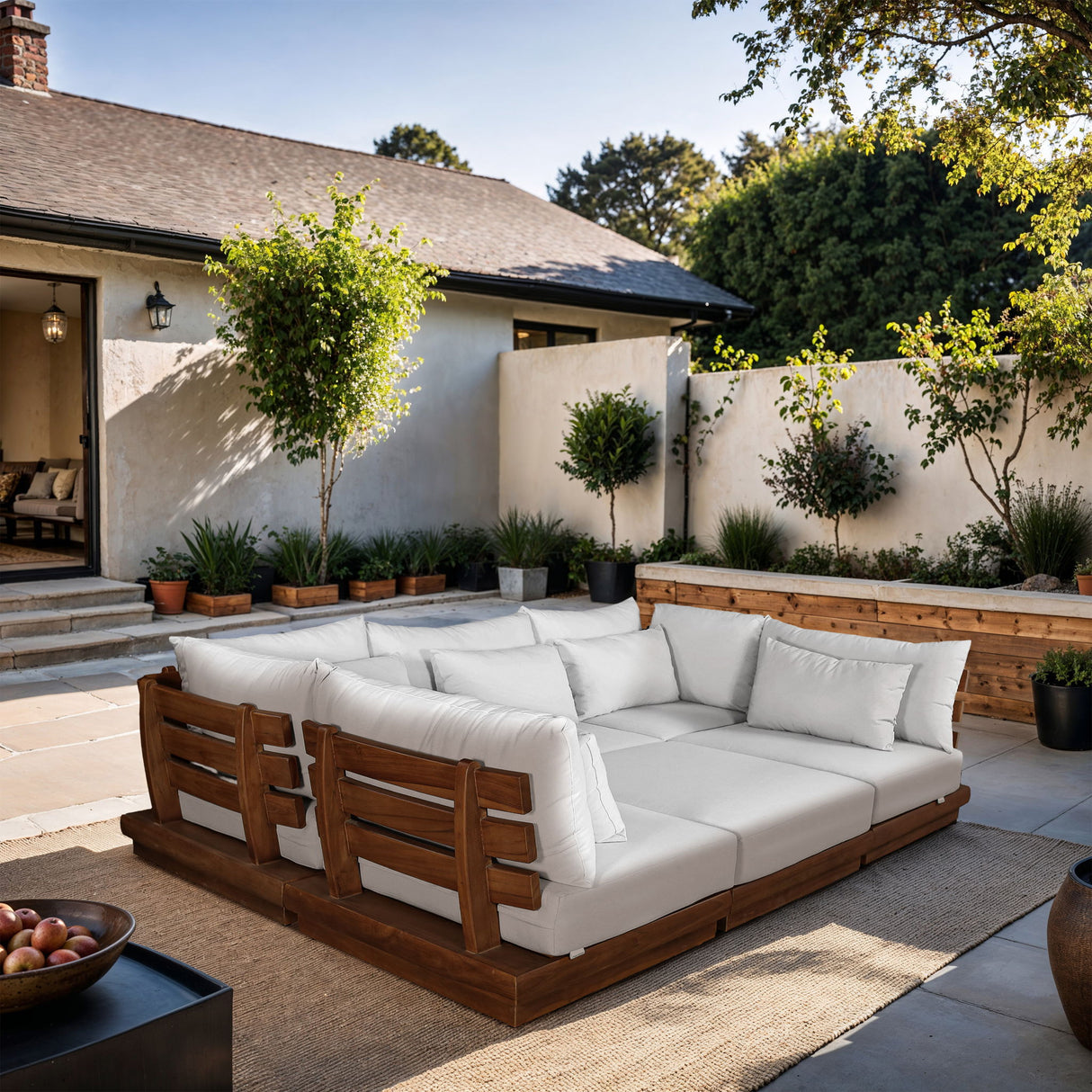 Mirella - 6 Piece Water Resistant Fabric Upholstered Outdoor Patio Modular Sectional