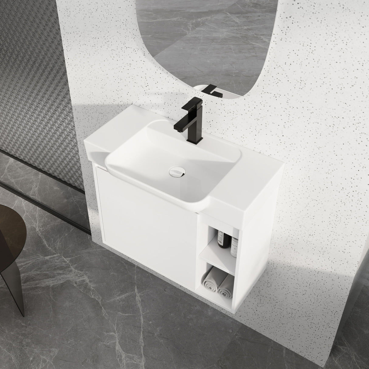 Wall Mounted Bathroom Vanity With Sink & Soft Close Door