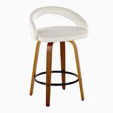 Grotto - 32.5" Upholstered Fixed-Height Counter Stool (Set of 2) - Walnut Wood Base