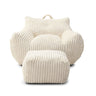 Giant Plush Bean Bag Chair With Armrests And Footstool