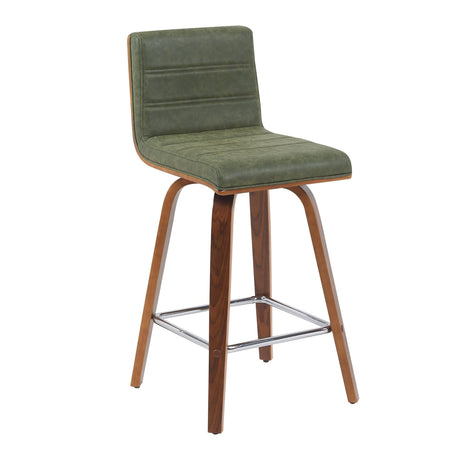 Vienna - Modern Counter Height Swivel Bar Stool - Walnut Finished Wood Frame