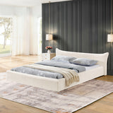 Modern Upholstered Bed Frame With Curved Headboard