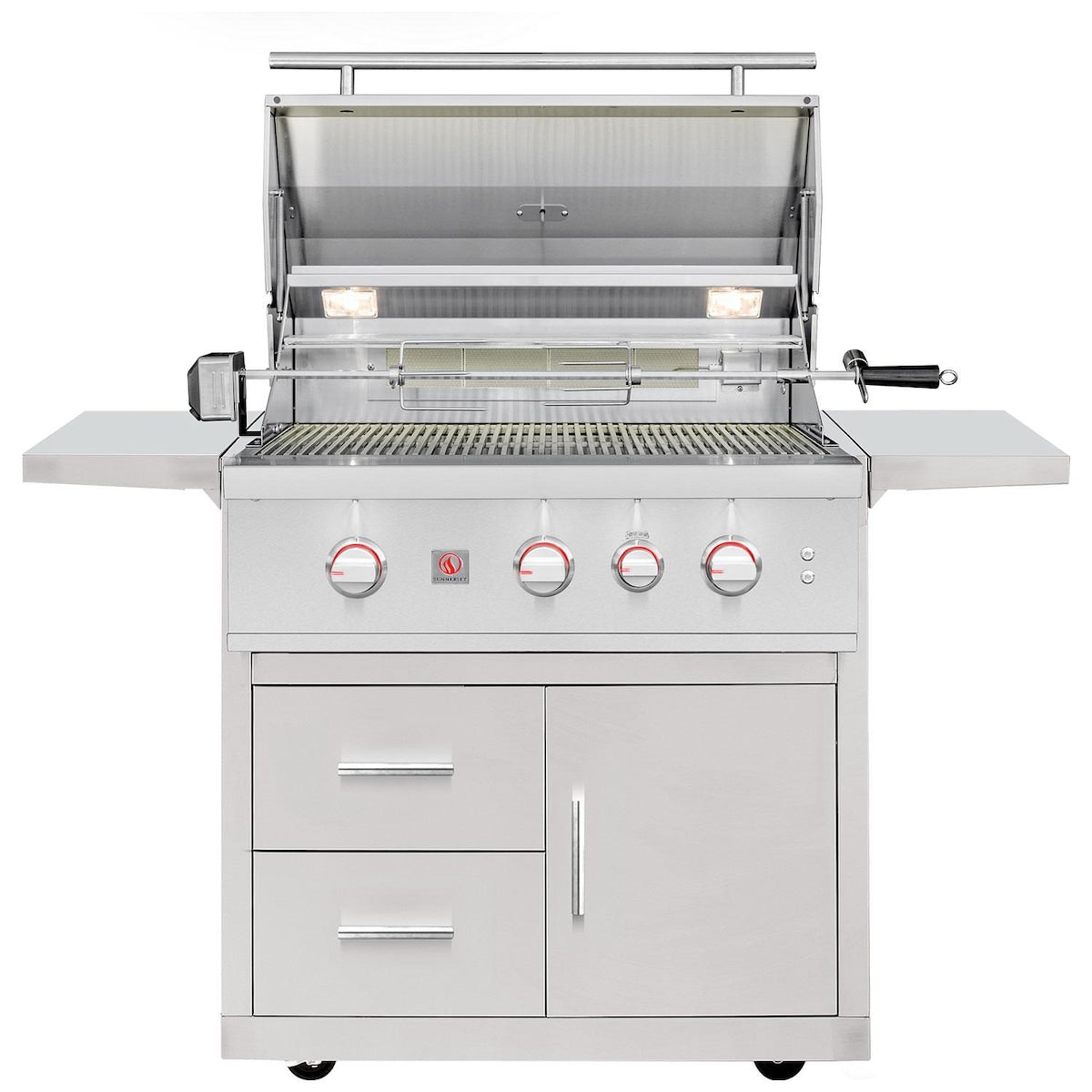 Summerset TRL Pro 32-in 3 Burner Propane Grill on Deluxe Cart w/ Rear Infrared Burner & Rotisserie Kit