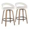 Grotto - Upholstered Fixed-Height Counter Stool (Set of 2) - Whitewashed Wood, Black Metal