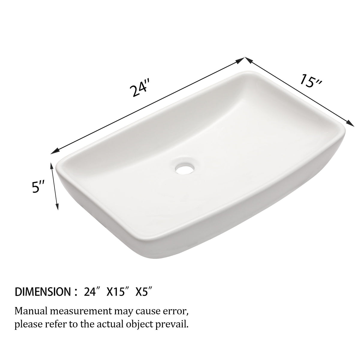 Rectangular Vessel Bathroom Sink - White