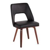 Trilogy - Mid-Century Modern Upholstered Chair (Set of 2) - Walnut Bamboo And Black Faux Leather