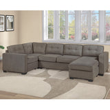 U - Sectional Sofa Upholstered LAF / RAF Chaise With Armless Loveseat And Chairs - Light Brown
