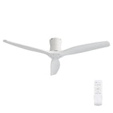 52" Ceiling Fan, No Light Flush Mount Low Profile 3 Blades With Remote Control