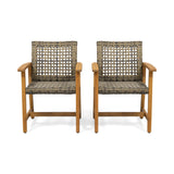 Outdoor Dining Chair Acacia Wood Frame (Set of 2)