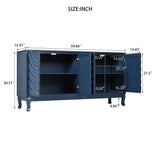 Elegant Sideboard With Sophisticated Wavy Pattern Doors And Arched Groove Design, Adjustable 4 Door Layout