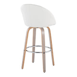 Matisse - 30" Highback Fixed-Height Barstool With Swivel And Round Chrome Metal Footrest (Set of 2) - Light Gray Wood