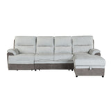 Kia - Sectional With Power And USB - Beige / Brown