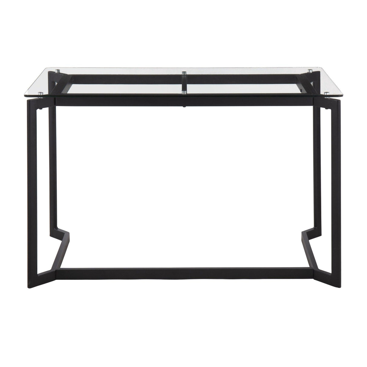 Masters - Modern Office Desk - Black Steel With Clear Glass Top