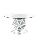Noralie - 52" Round Dining Table - Mirrored & Faux Diamonds