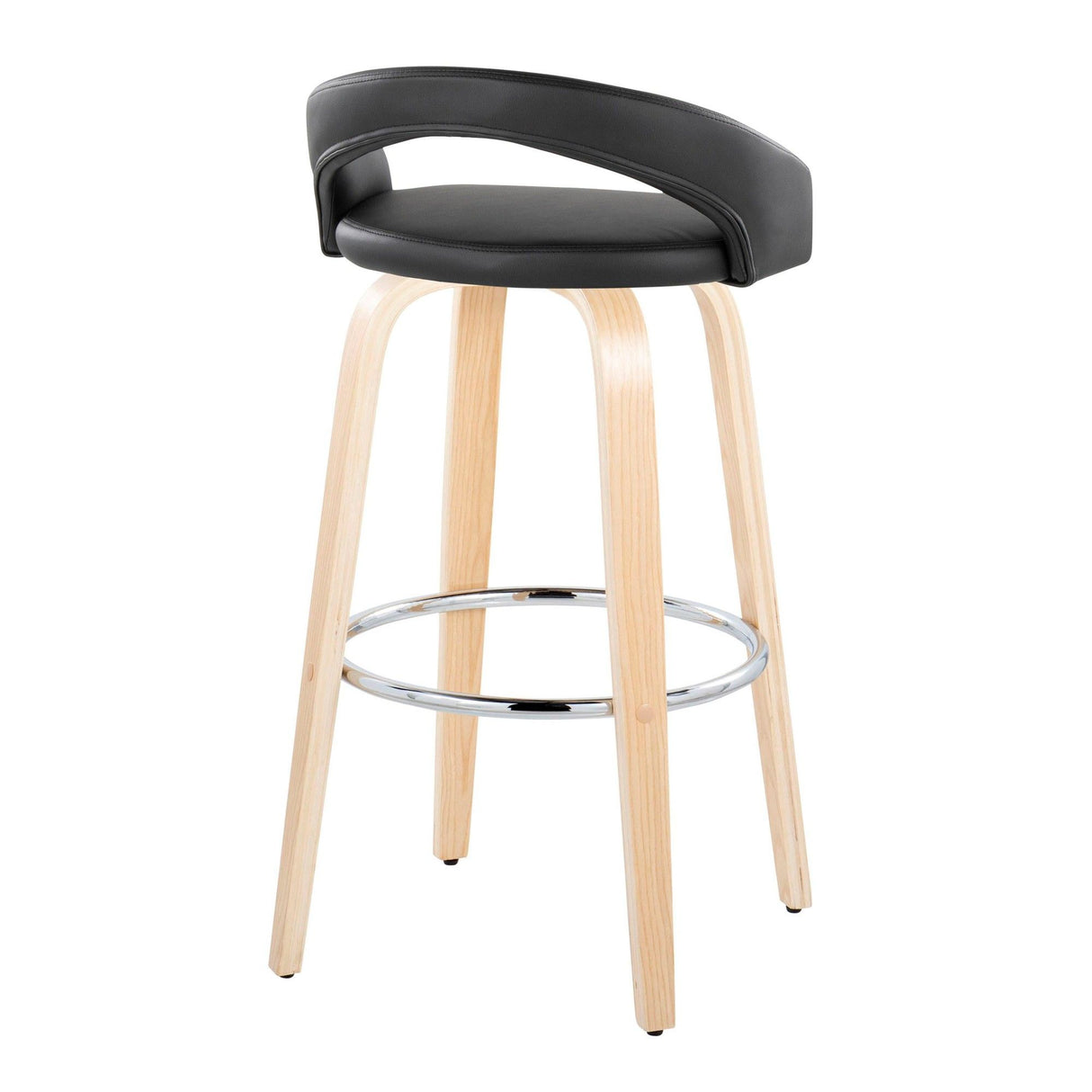 Grotto - Upholstered Fixed-Height Barstool (Set of 2) - Natural Wood