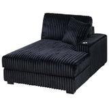 1 Piece Right Arm Facing Chaise With Cup Holder Only Modular Piece Texture Upholstered Living Room Furniture - Black