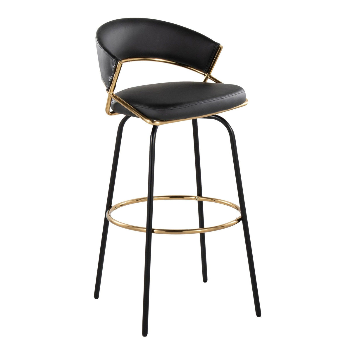 Jie - 30" Fixed-Height Barstool With Swivel (Set of 2) - Black Legs