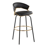 Jie - 30" Fixed-Height Barstool With Swivel (Set of 2) - Black Legs