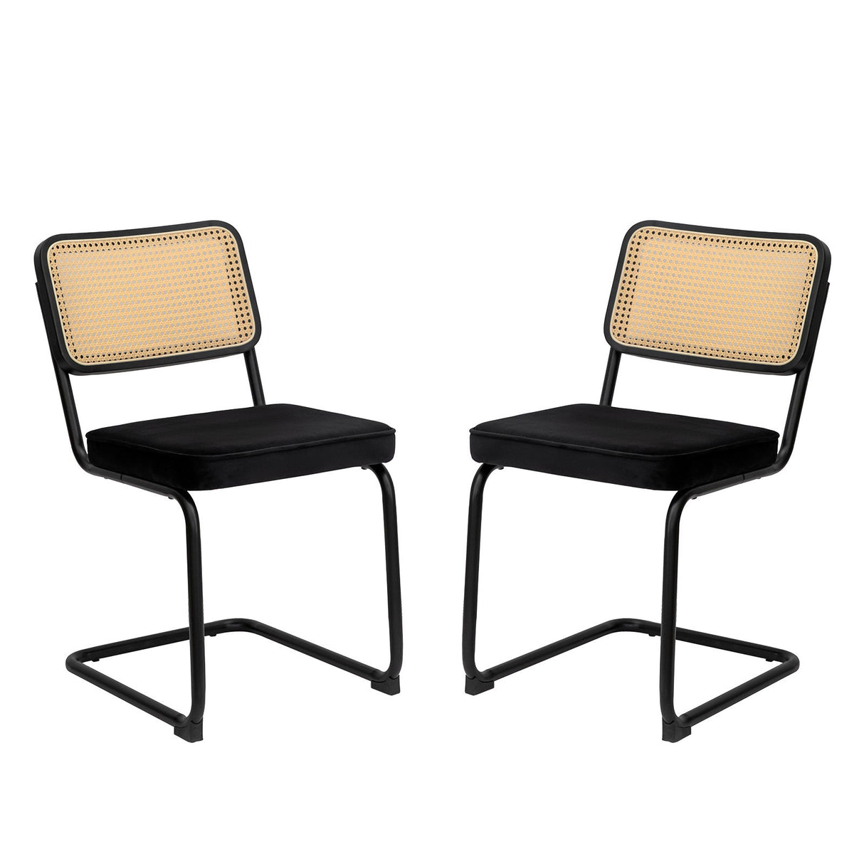 Rattan Side Accent Dining Chairs With Painted Legs (Set of 2)