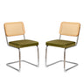Rattan Side Accent Dining Chairs With Painted Legs (Set of 2)