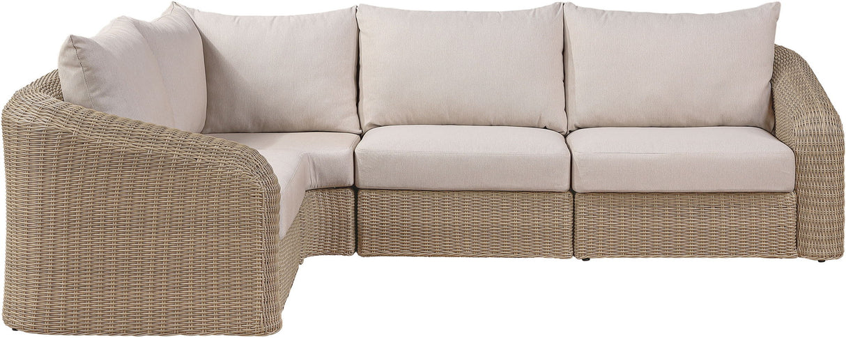 Seacrest - Olefin Water Resistant Fabric And Wicker 4 Piece Outdoor Patio Modular Sectional