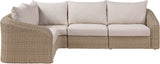 Seacrest - Olefin Water Resistant Fabric And Wicker 4 Piece Outdoor Patio Modular Sectional