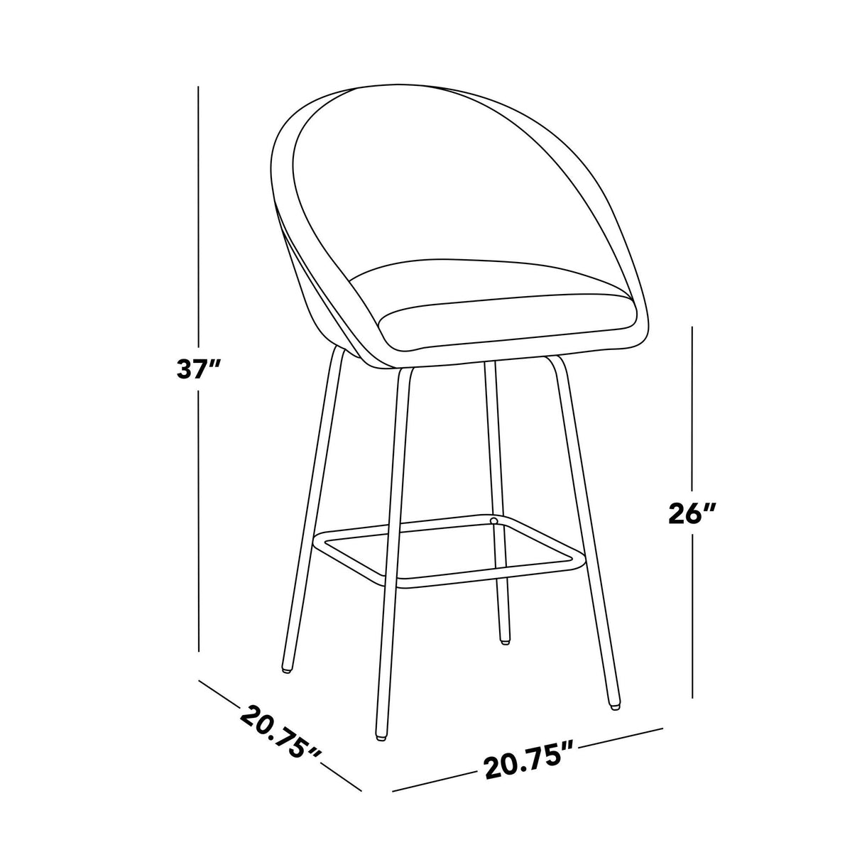 Matisse - Fixed-Height Counter Stool (Set of 2) - Black Metal
